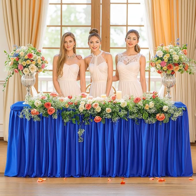 Wish Care 6 Pack Royal Blue Rectangle Table Clothes for 8 Foot Tables, Polyester Fitted Tablecloths 8ft Stretch Table Cover for Wedding, Birthday, Parties, Trade Show, Craft Show - Image 5