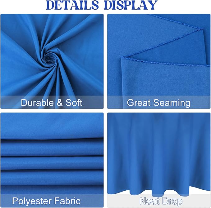 4 Pack Round Tablecloth 70 Inch Polyester Blue Tablecloths for Round Tables Washable Fabric Table Covers for Wedding Dining Table Buffet Parties Banquet（Blue） - Image 4
