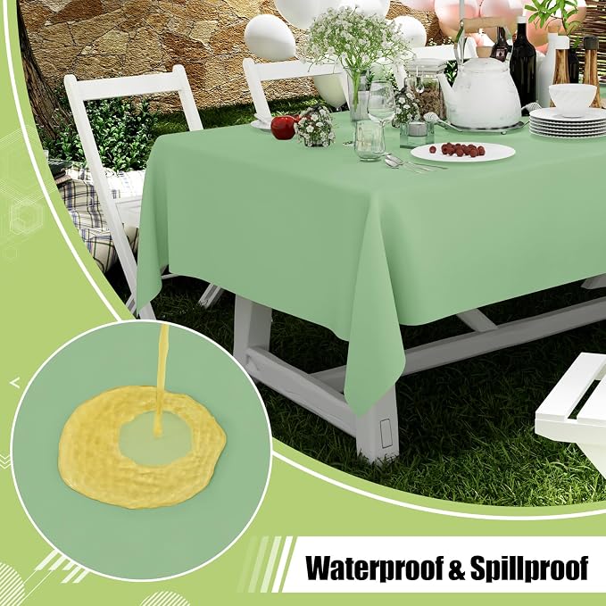 Smiry Disposable Table Cloth - 6 Pack, 54 x 108 Inch Waterproof Rectangle Tablecloths for Parties, Decorative Plastic Table Cover, Leakproof & Sturdy, Sage Green - Image 3