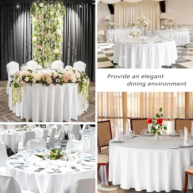12 Pack Round Tablecloth 90 inch White Table cloths for Round Tables,Stain and Wrinkle Resistant Washable Polyester Tablecloths White Table Cloth 90 inch Round Table Cloth for Wedding Party Birthday - Image 8