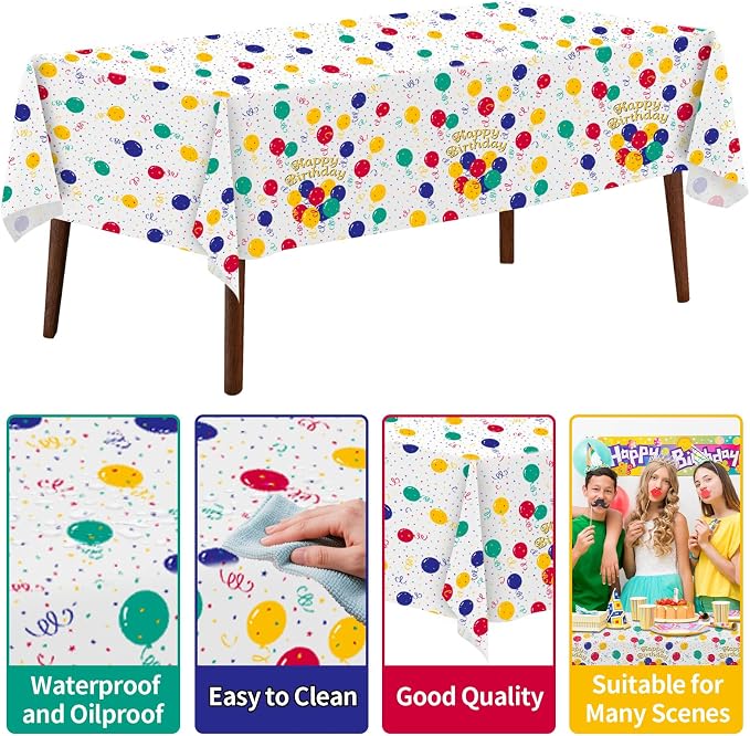 CXPSINC 54 Inch X 100 Feet Plastic Table Cover Roll Disposable Tablecloth with Slide Cutter for All Type/Shape Tables | Party, Banquet, Birthdays, Weddings(Balloon, 100 Feet) - Image 3