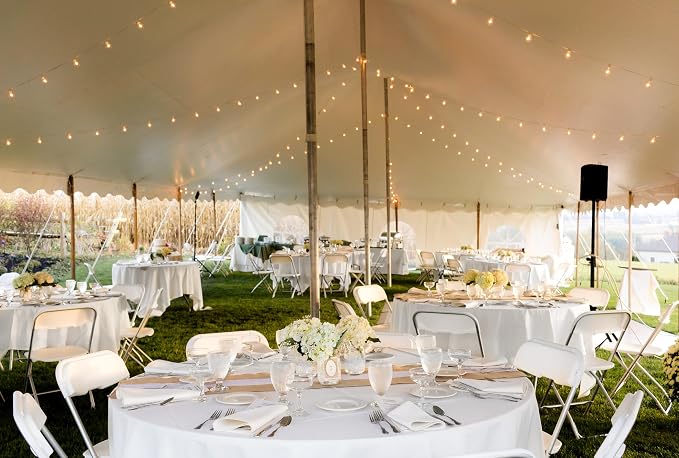 fani 10 Packs White Round Tablecloth - 108 Inch, Polyester | Table Cloth for Round Tables, Washable Fabric, TableCovers for Wedding, Party, Banquet, Dining Tables, Camping - Image 5