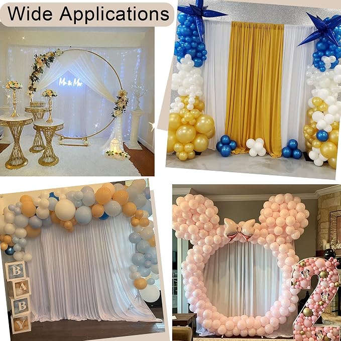 30ft x 8ft Wrinkle Free White Backdrop Curtains for Weddings Parties, 6 Panels 5x10ft Soft Silky Polyester White Photo Backdrop Drapes Back Drop Cloth for Birthday Christmas Photography Background - Image 9