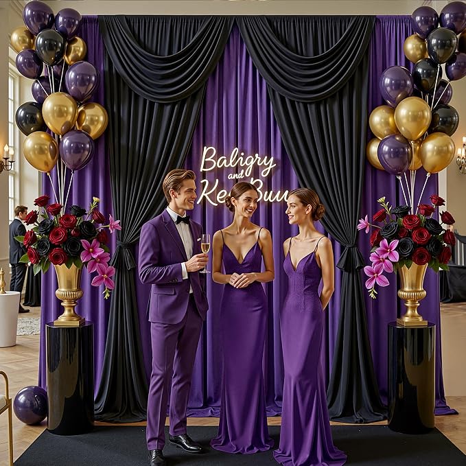 40x10ft Purple Backdrop Curtains for Parties, 8 Panels 5x10ft Wrinkle-Free Polyester Background Curtains for Wedding, Birthday, Baby Shower,Graduation, Decorations - Image 7