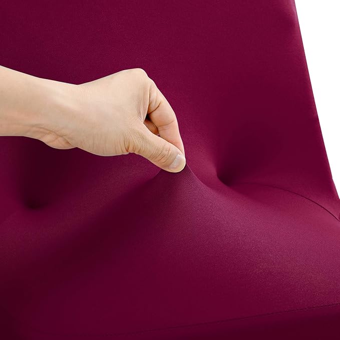Peomeise Stretch Spandex Folding Chair Cover for Wedding Party Dining Banquet Event (Burgundy,25pcs) - Image 2