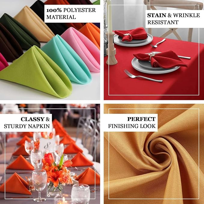 Efavormart Premium Cloth Napkins Set of 100, 17x17 Inch Burgundy Violet Seamless Dinner Napkins, Washable Linen Table Napkin Cloth with Hemmed Edges for Weddings, Party and Banquet - Image 4