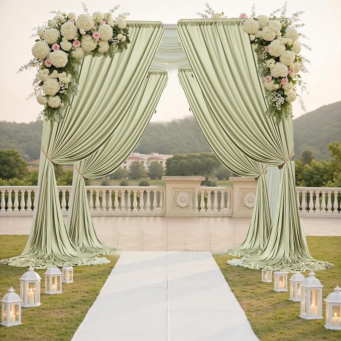 10 ft x 10 ft Wrinkle Free Light Green Backdrop Curtain for Parties, Thick Green Polyester Photo Backdrop Drapes for Baby Shower Wedding Engagement Birthday Party Backdrop Stand,5ft x 10ft 2 Panels - Image 6