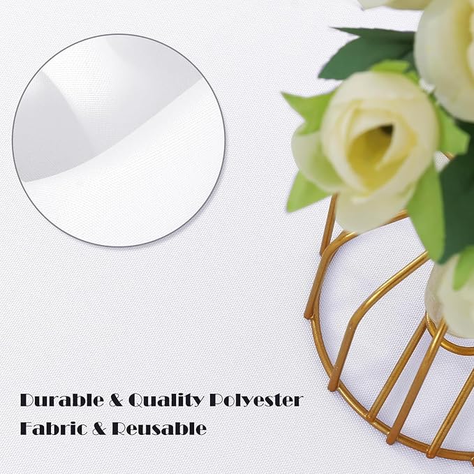 White Round Tablecloth 90 Inch Polyester Table Cover, 1 Pack | High-Opacity Soft Polyester, Wrinkle Free, Spillproof Circle Table Cover for Wedding, Banquet, Buffet, Party, Event - Image 3