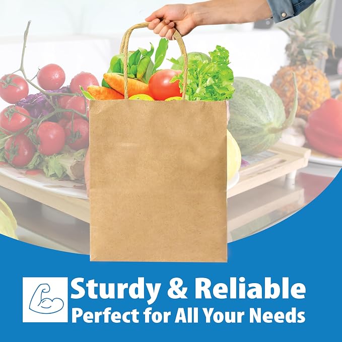 Excellent 10x5x13 Brown Kraft Paper Shopping Bags, Merchandise, Retail Bags, Party Favor Gift Bags, Large Paper Sacks with Handles available in Packs of 25/50/100/250CT (50) - Image 4