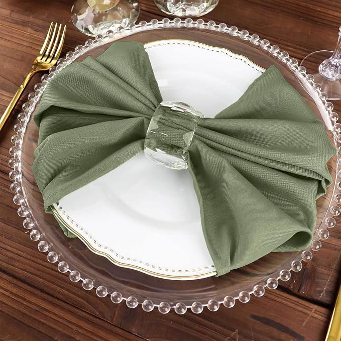 Efavormart Premium Cloth Napkins Set of 5, 20x20 Inch Eucalyptus Sage Green Seamless Dinner Napkins, Washable Linen Table Napkin Cloth with Hemmed Edges for Weddings, Party and Banquet - Image 8