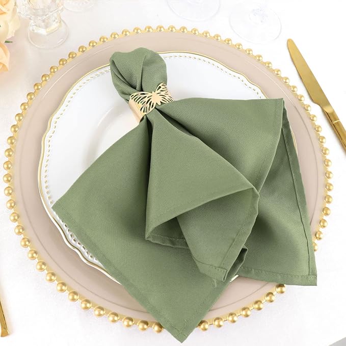 Tableclothsfactory Premium Pack of 5 Eucalyptus Sage Green Premium 17" x 17" Washable Polyester Napkins Great for Wedding Party Restaurant Dinner Parties - Image 6