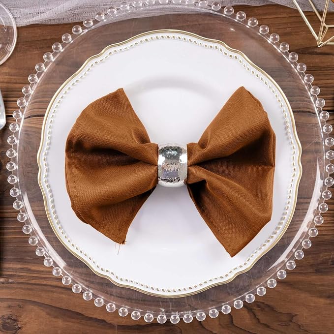 Tableclothsfactory Premium Pack of 100 Cinnamon Brown Premium 17" x 17" Washable Polyester Napkins Great for Wedding Party Restaurant Dinner Parties for Party & Decorations - Image 8