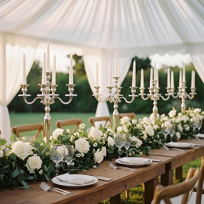 4 Pack White Taper Candles丨Taper Candles 10 Inch Dripless丨Unscented & Smokeless Candlesticks Bulk丨7-8 Hours Long Burning Tall Candles丨Ideal for Christmas Weddings Parties Dinner