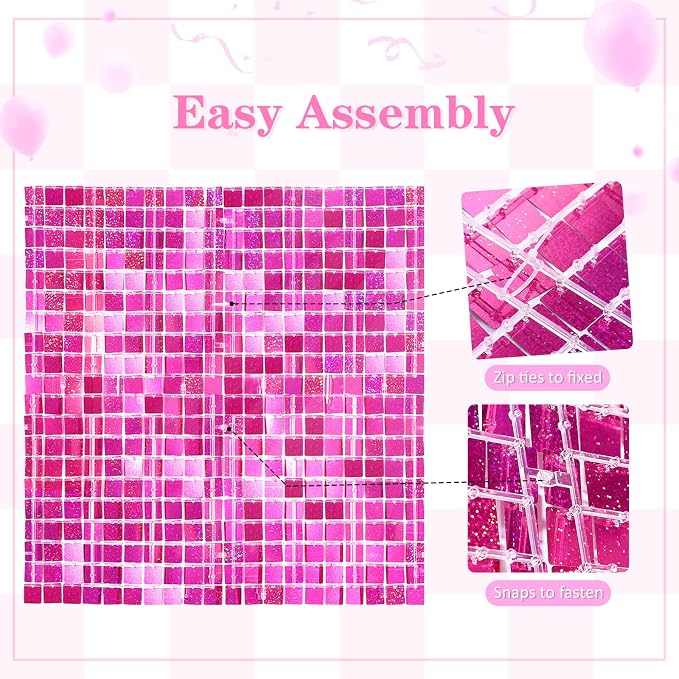 Shimmer Wall Panel Backdrop Hot Pink Glitter Disco Background Backdrop - Image 4