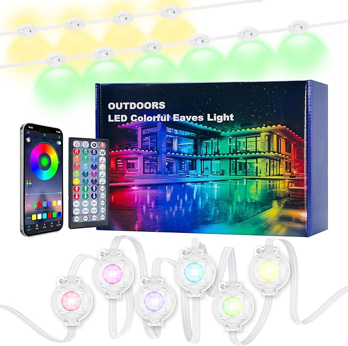 RGB Permanent Outdoor lights, 100FT Smart LED Eaves Lights with APP/Remote Control, IP67 Waterproof Outdoor Lights for House - Ideal for Christmas, Halloween, Party, Garden, Patio Home Decoration