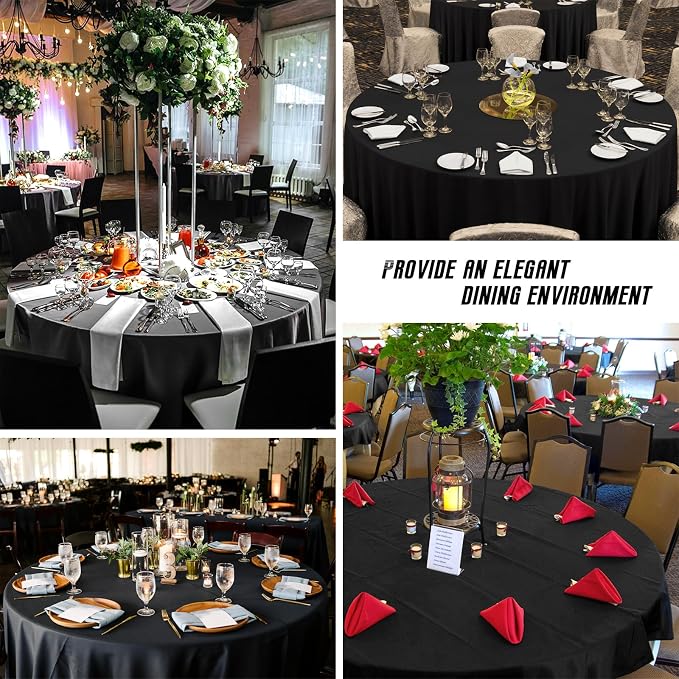 12 Pack Round Tablecloth 120 inch Black Table cloths for Round Tables,Stain and Wrinkle Resistant Washable Polyester Tablecloths Black Table Cloth 120 Inch Round Table Cloth for Wedding Party Birthday - Image 8