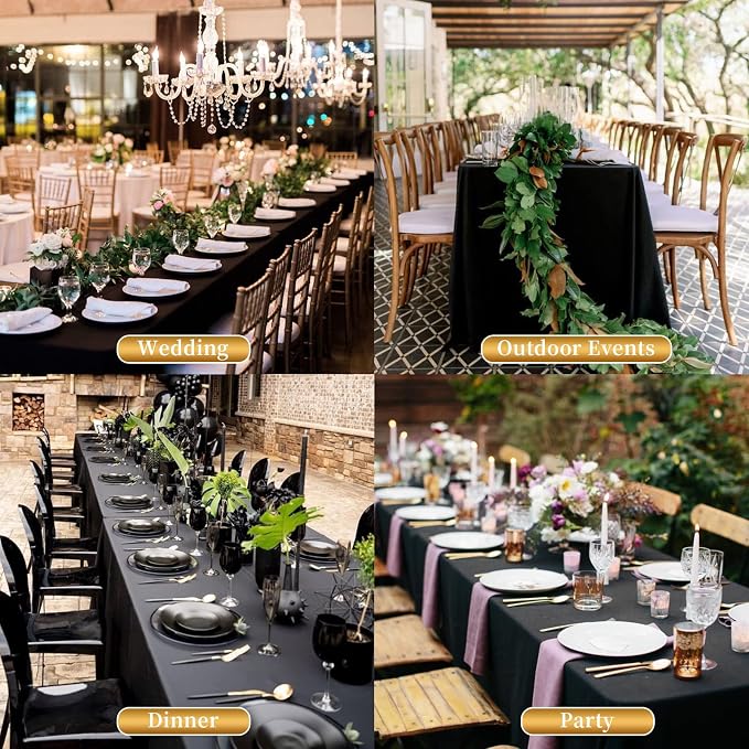 Showgeous 12 Pack Black Polyester 60x102 Inch Tablecloths | Soft polyester, wrinkle resistant, fade resistant, smooth finish, fine stitching, folded hems, reusable, machine washable - Image 7