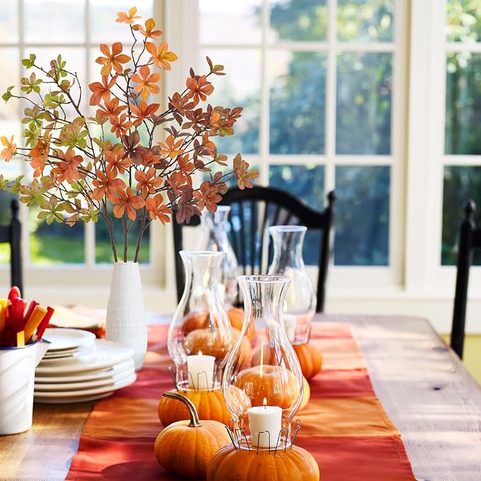 3 Pcs Fall Faux Greenery Stems, Artificial Fall Stem Branches Autumn Leaves with Stems Faux Fall Plants for Vase Home Festival Centerpieces Thanksgiving Fall Decor - Image 2