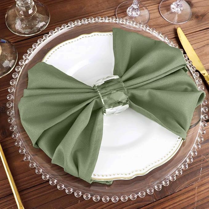 Tableclothsfactory Premium Pack of 25 | Premium Eucalyptus Sage Green 20" x 20" Washable Polyester Napkins Great for Wedding Party Restaurant Dinner Parties for Party & Decorations - Image 8