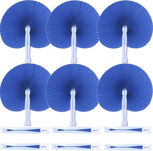 Bestage 20 Pieces Navy Round Paper Fans | Foldable Handheld Fans for Women,Folding Hand Fans for Wedding,Bridal Guest,Church,Party Favors,Dancing,Birthday,DIY by Bestage