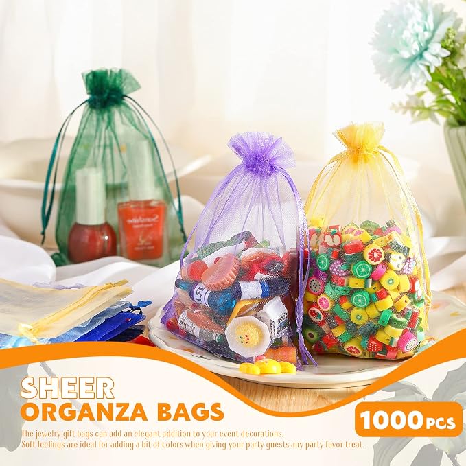 Kigeli 1000 Pcs 4 x 6 Inch Sheer Organza Gift Bags Bulk Wedding Favor with Drawstring Small Jewelry Bags Drawstring Candy Organza for Party Baby Shower Favors - Image 5
