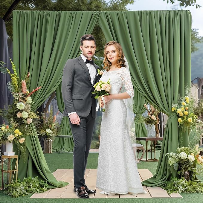 10x10 Valley Green Backdrop Curtain for Parties Wrinkle Free Dark Green Photo Curtains Backdrop Drapes Fabric Decoration for Baby Shower Birthday Party Photography 5ft x 10ft,2 Panels - Image 5