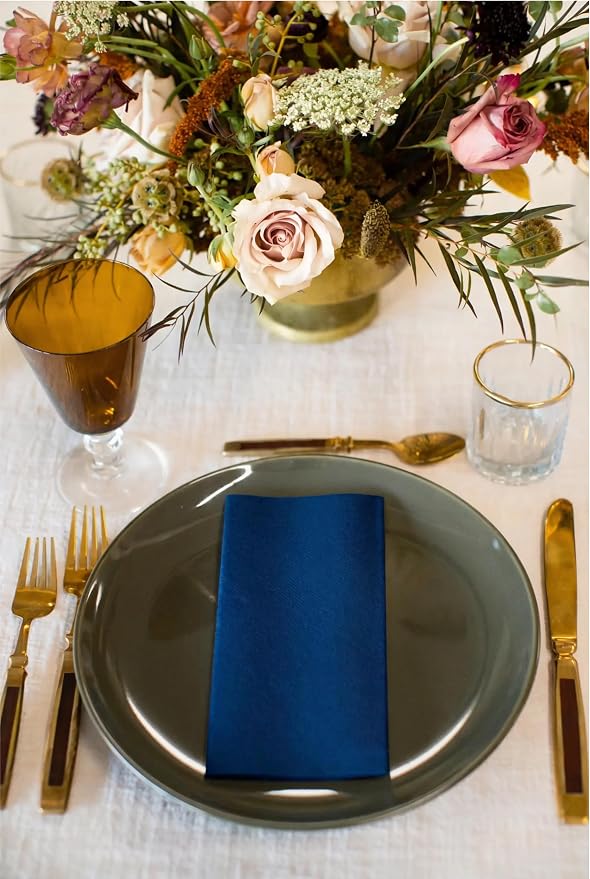 AMERICAN HOMESTEAD Paper Napkins - Navy Blue Disposable Linen-Like Dinner Napkins - Restaurant-Quality Table Serviettes for Weddings, Parties, and Events - 15.75" x 15.75" - 50 Count - Image 2
