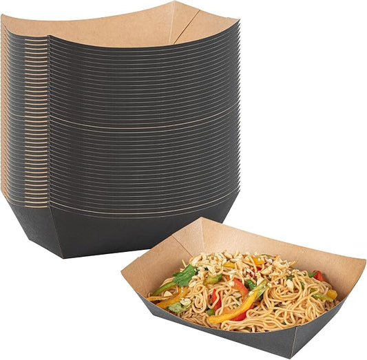 Restaurantware Black Paper lb Food Tray Boat, 8.9 x 6.7 x 2.4 in, 50 Pack by Restaurantware