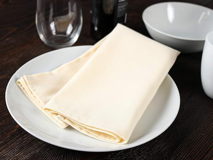 Arkwright Restaurant Cloth Napkins - (Pack of 25) Spun Polyester Dinner Napkin with Hemmed Edges - Ideal for Dinner, Wedding, Party, Banquet, Kitchen, 20 x 20 in, Ivory - Image 2