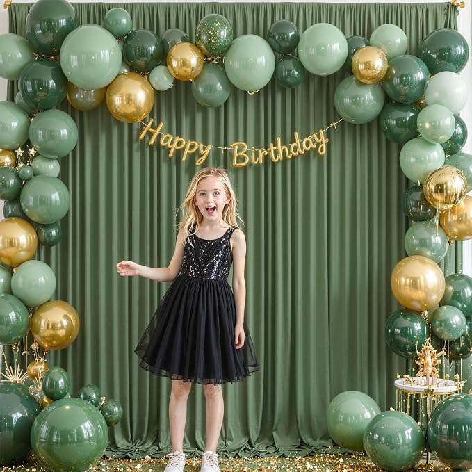 10x10 Valley Green Backdrop Curtain for Parties Wrinkle Free Dark Green Photo Curtains Backdrop Drapes Fabric Decoration for Baby Shower Birthday Party Photography 5ft x 10ft,2 Panels - Image 8