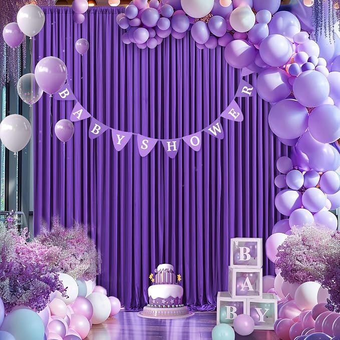 Purple Backdrop Curtain for Parties Wedding Wrinkle Free Purple Photo Curtains Backdrop Drapes Fabric Decoration for Birthday Party Photography 5ft x 8ft,2 Panels - Image 9
