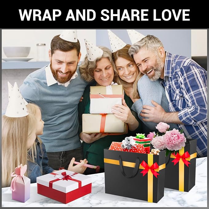 EUSOAR Gift Wrap Bags in Bulk, 12 Pack 8.6x3.9x7 inches Small Kraft Paper Bags with Handles, Heavy Duty Bags for Wedding, Grocery, Boutique, Retail, Business, Party Favors, Baby Showers, Birthdays - Image 6