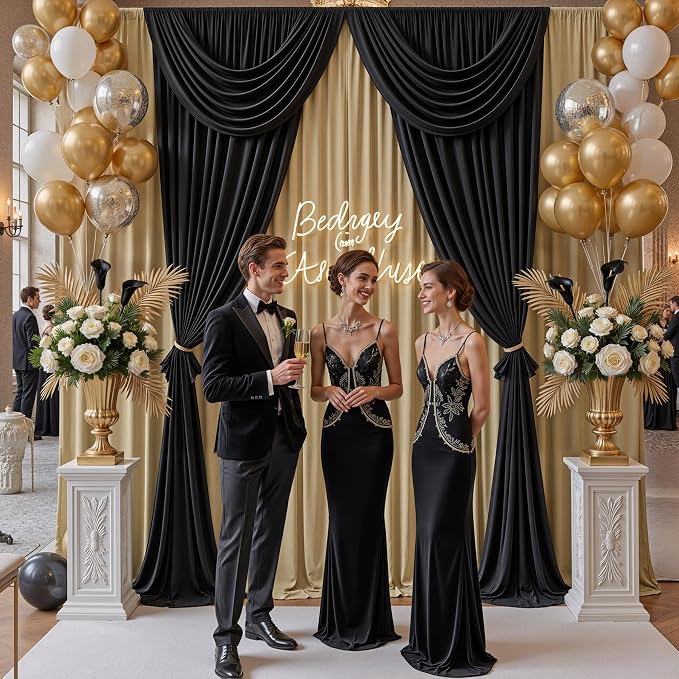20x10ft Champagne Backdrop Curtains for Parties, 4 Panels 5x10ft Wrinkle-Free Polyester Background Curtains for Wedding, Birthday, Baby Shower,Graduation, Decorations - Image 2