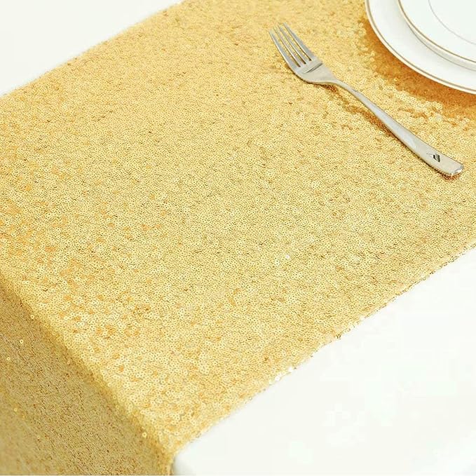 Gold Sequin Table Runner 12 Pack, 12''x108 Glitter Table Runner - Image 7