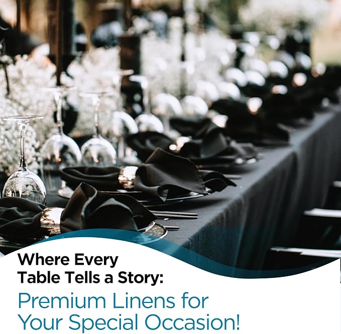 Leading Linens 12 pcs 70x90 Inch Rectangle Black Polyester Tablecloths | Elegant polyester table covers, perfect for weddings, receptions, dinners, & parties. Stain & wrinkle-resistant. - Image 2