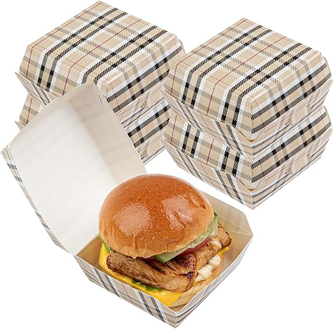 Restaurantware Paper Plaid Mini Burger Box, 2.8 x 2 In, 100 Pack by Restaurantware