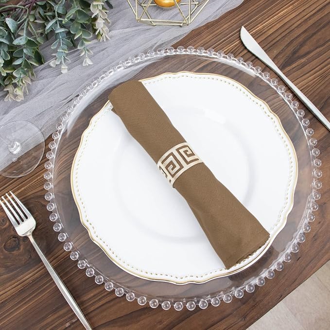 Tableclothsfactory Premium Pack of 5 Premium Taupe 20" x 20" Washable Polyester Napkins Great for Wedding Party Restaurant Dinner Parties - Image 7