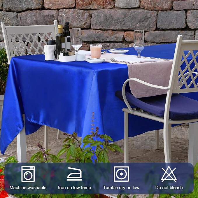 Moukeren Rectangle Tablecloths 58" x 102" for 6 ft Tables, Blue, 18 Pack | Wrinkle Resistant Polyester, Reusable Washable Bulk Tablecloths, Wedding Party Restaurant - Image 2