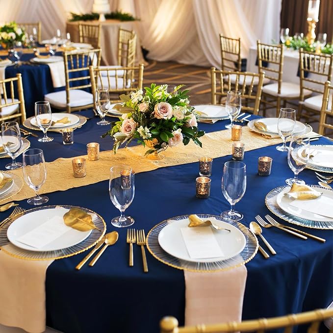 12 Packs 90 Inch Navy Blue Round Polyester Tablecloths | Table Cover for Round Tables, Stain and Wrinkle Resistant Washable Table Cloth, Perfect for Wedding Banquet Parties - Image 6