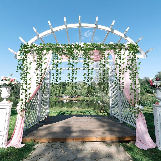 200 Pcs 1444ft Fake Vines Bulk Artificial Ivy Garland Greenery | Hanging Ivy Vines Leaves for VBS Jungle Themed Wedding Garden Wall Decorations - Image 5
