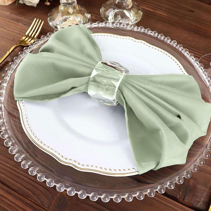 Tableclothsfactory Premium 100 Pack | Sage Green Polyester Linen Dinner Cloth Napkins, Reusable Linen | 20"x20" | Washable for Party & Decorations - Image 7