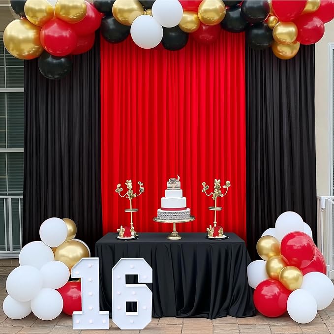 40ft x 10ft Wrinkle Free Black Backdrop Curtain for Parties, 8 Panels Silky Polyester Black Wedding Drapes for Backdrop 10 ft Photo Back Drop Cloth for Birthday Graduation Photography Background - Image 9