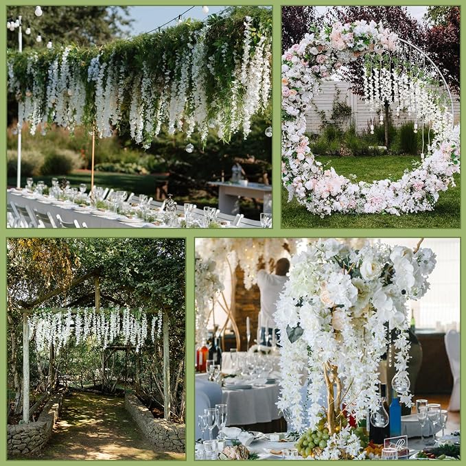 Alotiki Wisteria Hanging Flowers,36 Pack Fake Hanging Flowers,Wisteria Artificiales Garland for Home Wedding Arch Floral Party Garden Ceremony Outdoor Decor,3.6 Feet Long(36,White) - Image 4