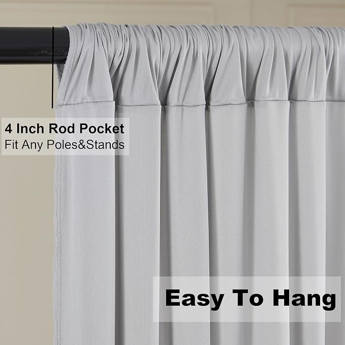 40ft×10ft Sliver Grey Wrinkle Free Backdrop Curtains for Parties, 8 Panels 5×10ft Thick&Silky Polyester Sliver Photo Backdrop Drapes Curtains for Birthday Party Baby Shower Wedding Photography - Image 4