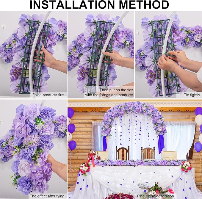 Wedding Arch Flowers 6-Pack Purple Artificial Floral Panel | Mixed realistic flowers, flexible styling, easy DIY setup, reusable and low-maintenance for weddings, parties and home décor. - Image 5