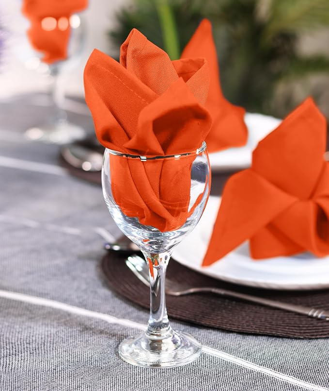 Utopia Home [12 Pack, Orange] Cloth Napkins 20x20 Inches, 100% Polyester | Hemmed Edges, Washable and Reusable Ideal for Parties, Weddings and Dinners - Image 7