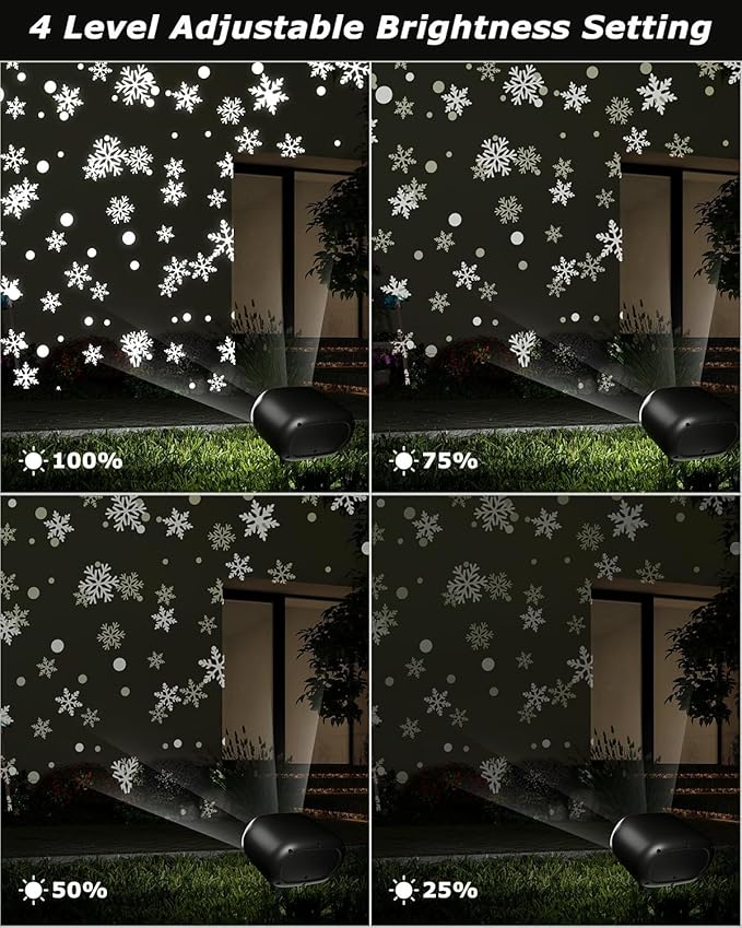 Snowflake Projector Lights with Remote, Timer, Dimmer, IP68 Waterproof, Christmas Projector Lights Outdoor, 270° Rotation for Christmas Decorations