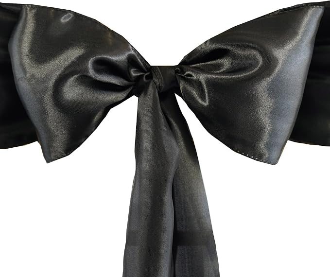 Balsa Circle 25 Black Satin Elegant Chair Cover Bows Sashes Wedding Banquet Decorations Party Supplies Engagement Events Reception by BalsaCircle