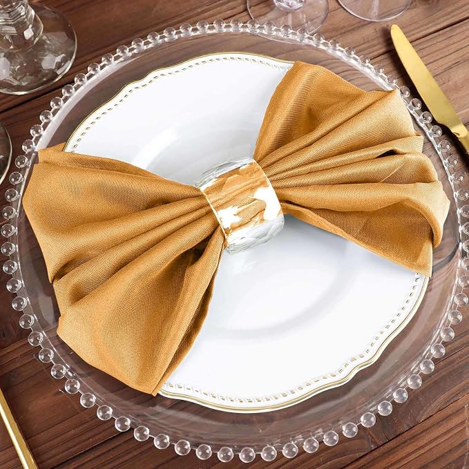 Tableclothsfactory Premium Pack of 100 Premium Gold 20" x 20" Washable Polyester Napkins Great for Wedding Party Restaurant Dinner Parties for Party & Decorations - Image 8