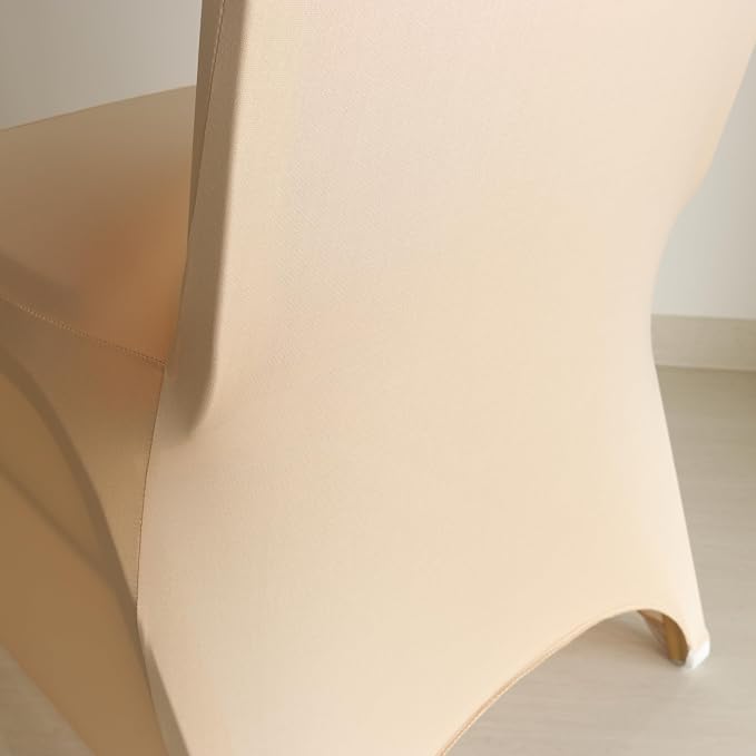 30 80 100Pieces White Wedding Chair Covers Stretch Polyester Spandex for Wedding Party Banquet Seat Covers (Apricot, 10PCS) - Image 7